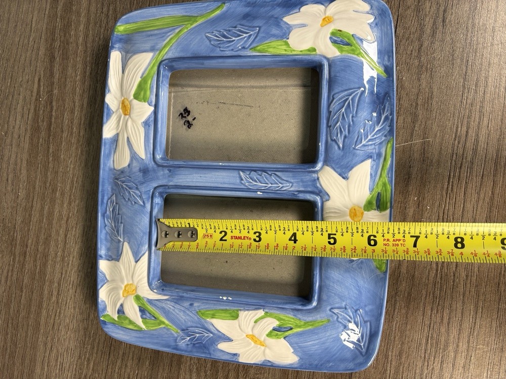 Vintage Ceramic Blue And White Picture Frame
