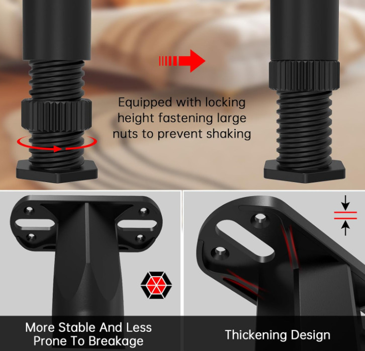 4PCS Adjustable Bed Frame Support Legs (5.1-8.3), Frame Center Slats Heavy Sup
