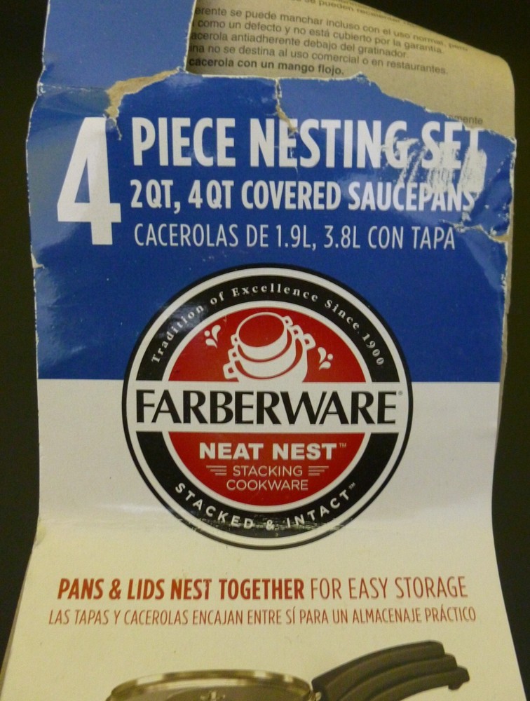 Farberware Neat Nest 4pc Nesting & Stacking Aluminum Nonstick Saucepan