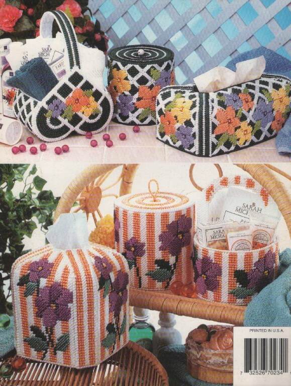 OOP!!! PLASTIC CANVAS TISSUE COVER TRIO BEAUTIFUL DESIGNS