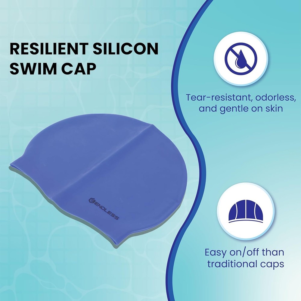 Endless EL1019 Classic Comfortable Plain Silicon Swimming Cap | Blue