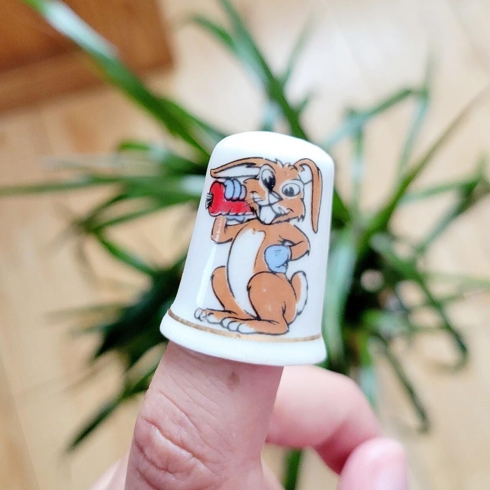 Vintage Rabbit with Carrot Thimble