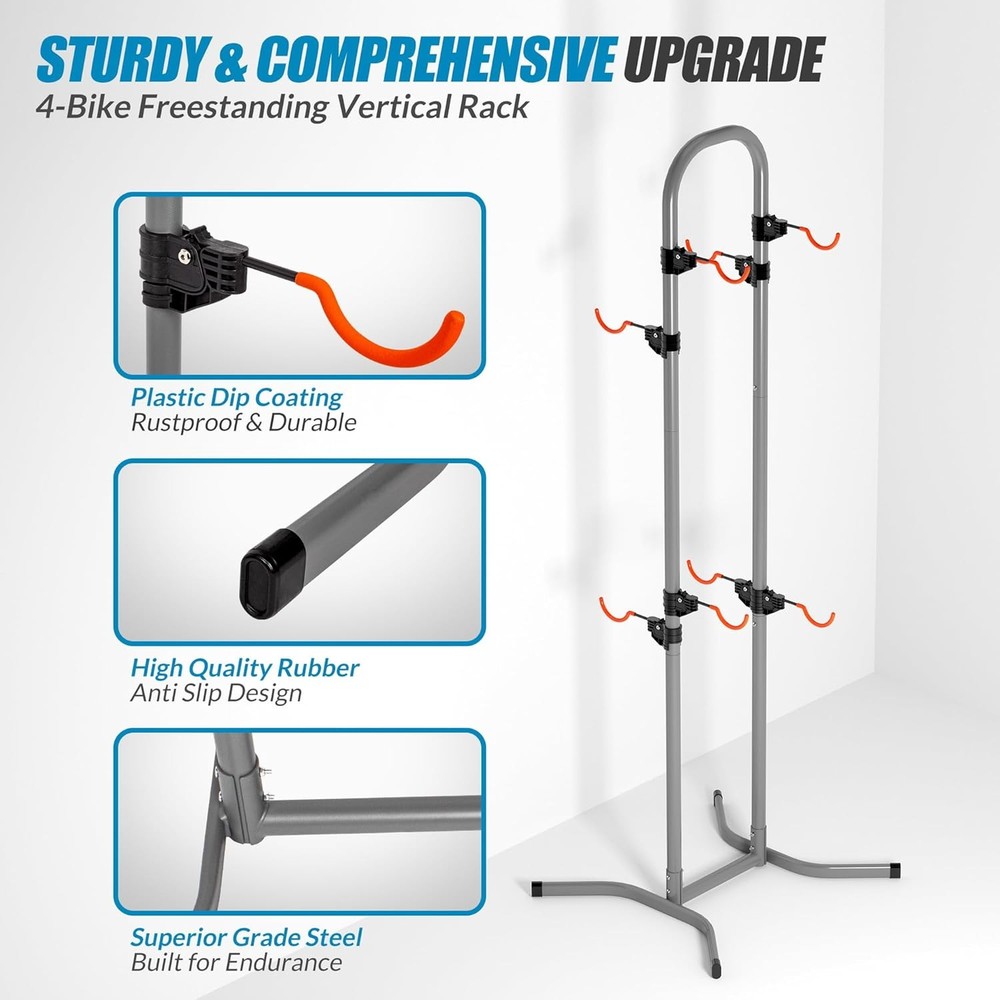 Suchtale 4 Bike Rack Freestanding Gravity Stand Adjustable Vertical #R018