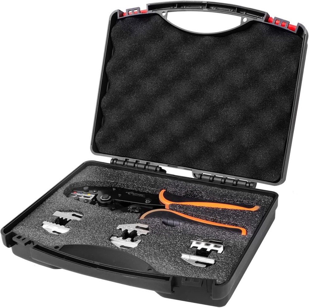 Ratchet Wire Crimping Tool Kit with Quick-Change Jaws & Case,KF CPTEC 5PCS