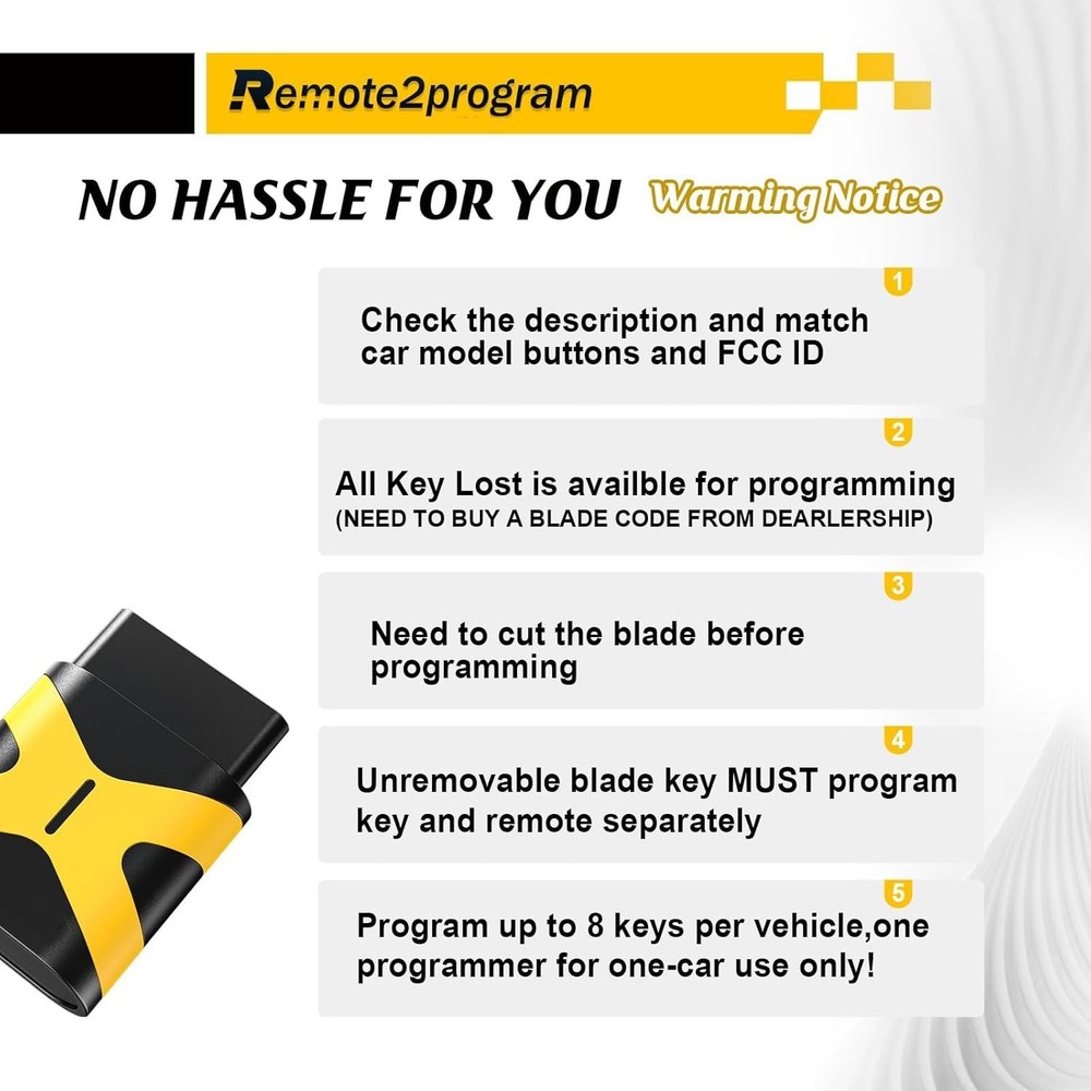 No Working Remote DIY Programming Replacement for Large Number of car Models/...