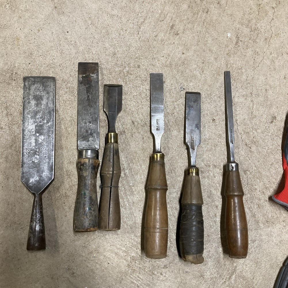 Chisel, vintage chisel lot, Buck Bros, hand, tools, restoration, Slick