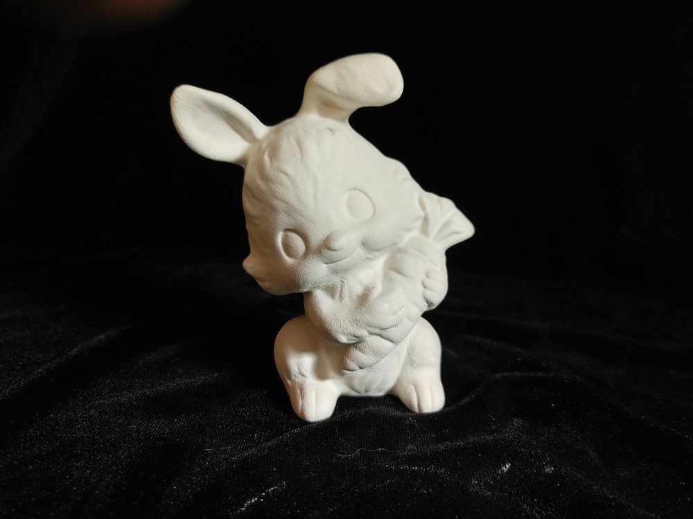 Rabbit with Carrot - Ceramic Bisque Ready to Paint
