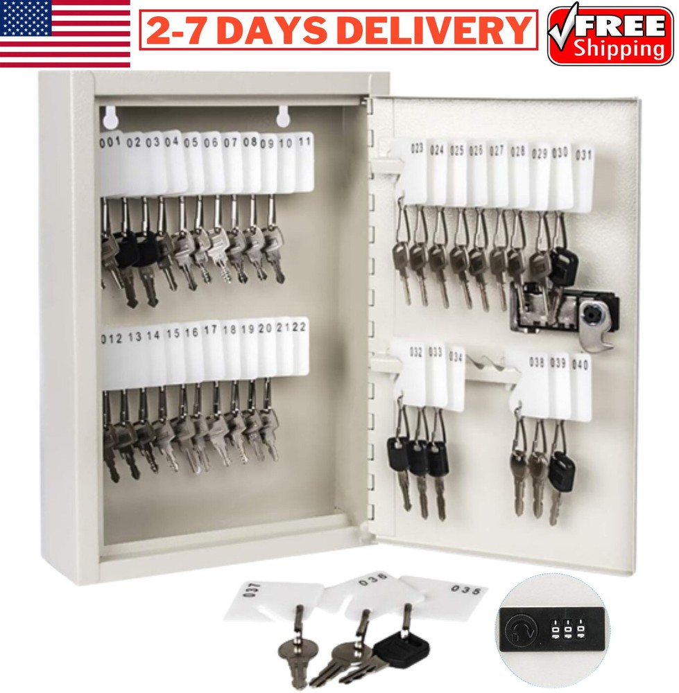 40 - 200 Key Storage Code Lock Box Wall Mount Keys Holder Safe Cabinet Organizer