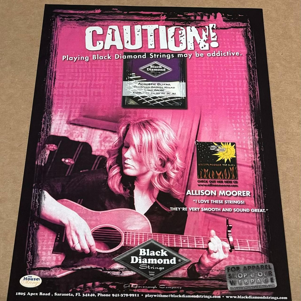 ALLISON MOORER - Black Diamond Strings - 2004 Print Advertisement