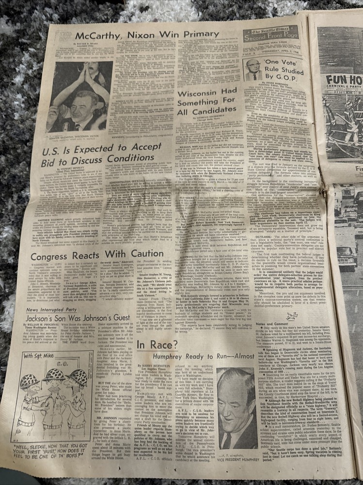 seattle times newspaper April 3, 1968