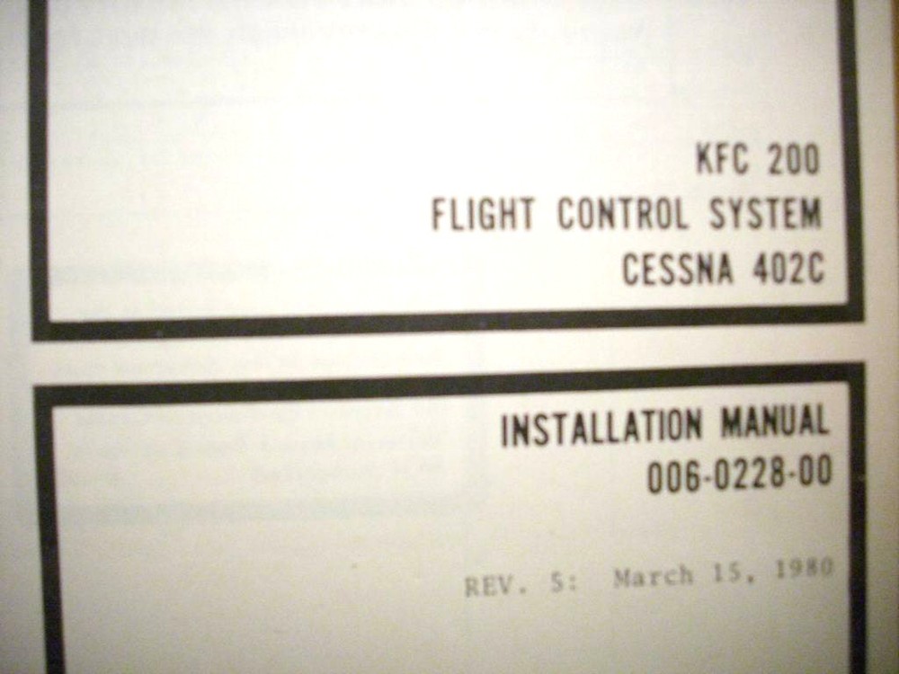 KFC 200 Flight Control System in Cessna 402C install checkout adjust manual