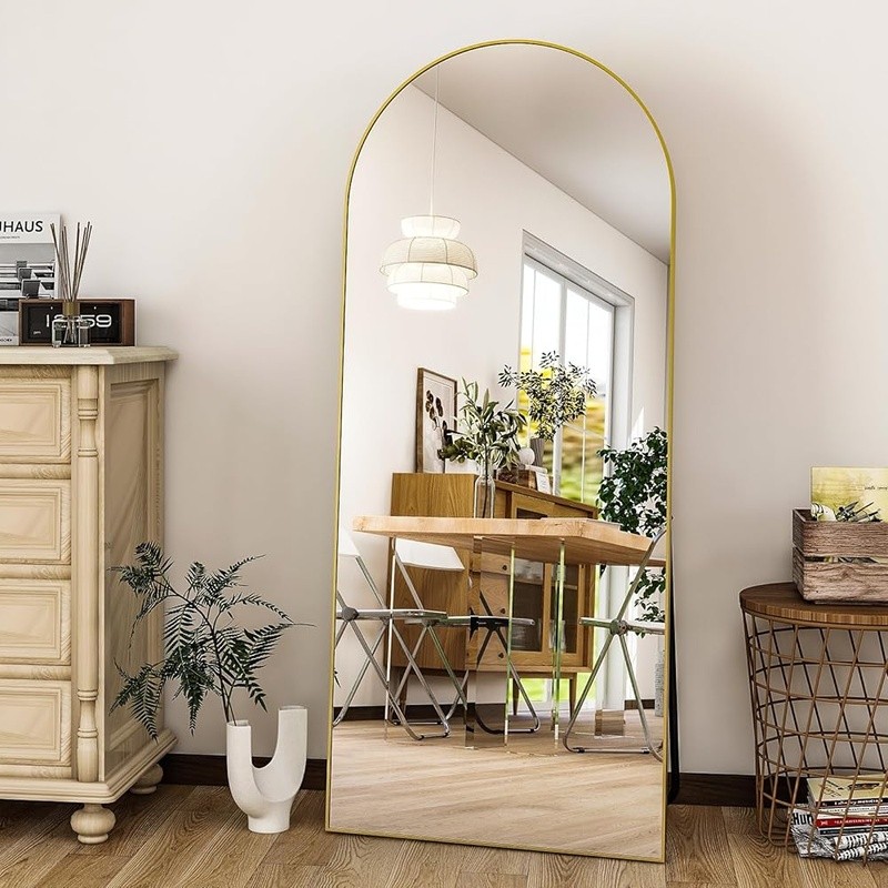 Arched Full Length Mirror Explosion Proof Glass Elegant Home Decor Easy Install