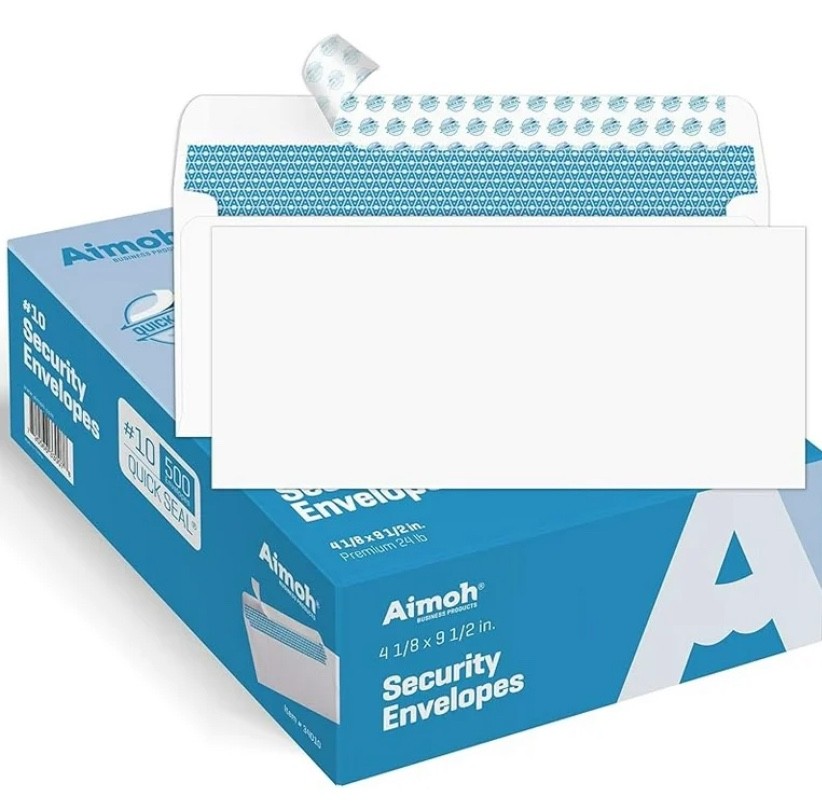 #10 Security Letter Envelopes - Self-Seal - Windowless - 500 Count - (34010-E)