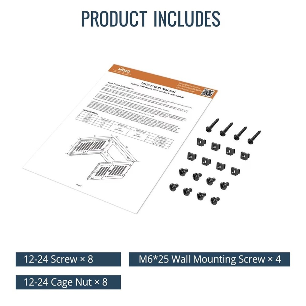 Tecmojo 4U Wall Mount Network Rack, 19" Open Frame Patch Bracket Adjustable