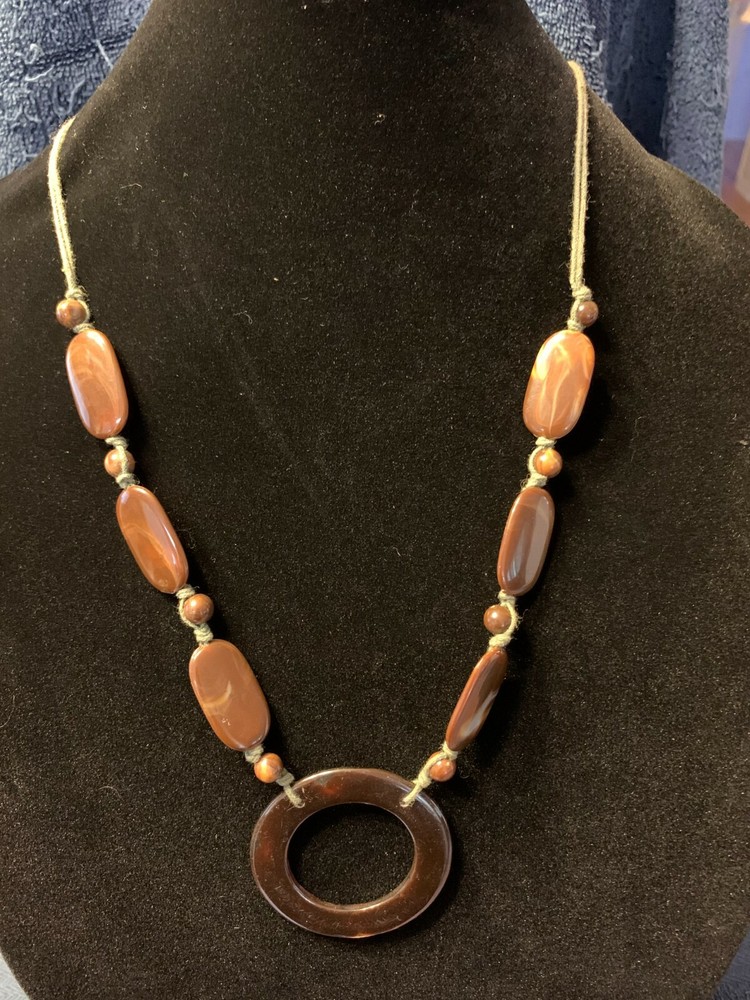 Lovely Long Brown Bead Necklace 25"