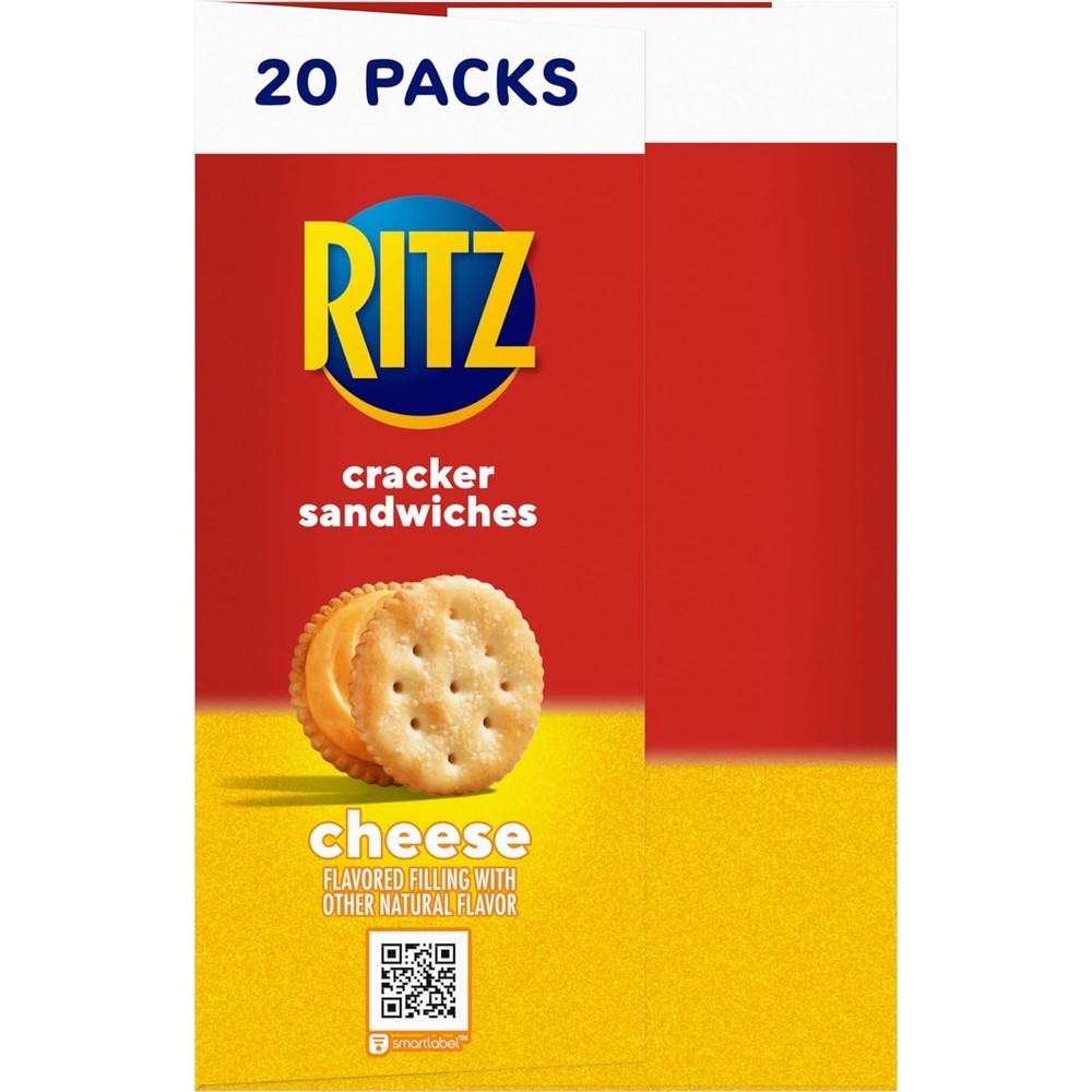 RITZ Cheese Sandwich Crackers, Lunch Snacks, 20 Snack Packs (6 Crackers Per Pack