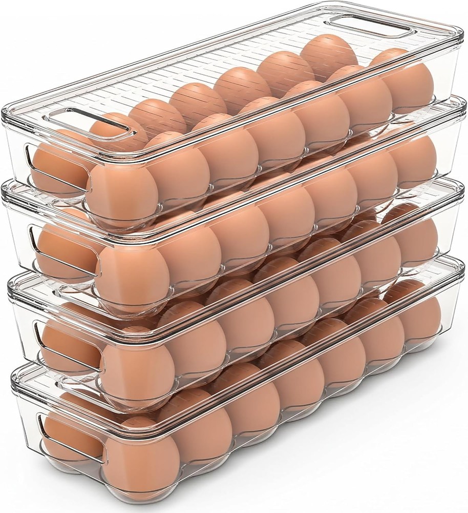 Egg Container With Lid and Handle for Refrigerator Organization- Pack of 2