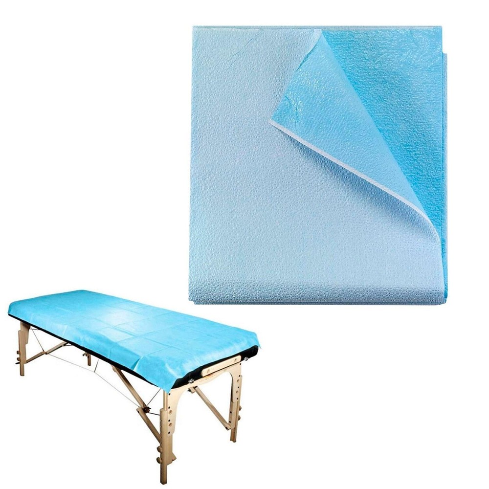 Disposable Stretcher Sheets Blue Tissue Poly Table Covers 50 Count 40 x 90 in