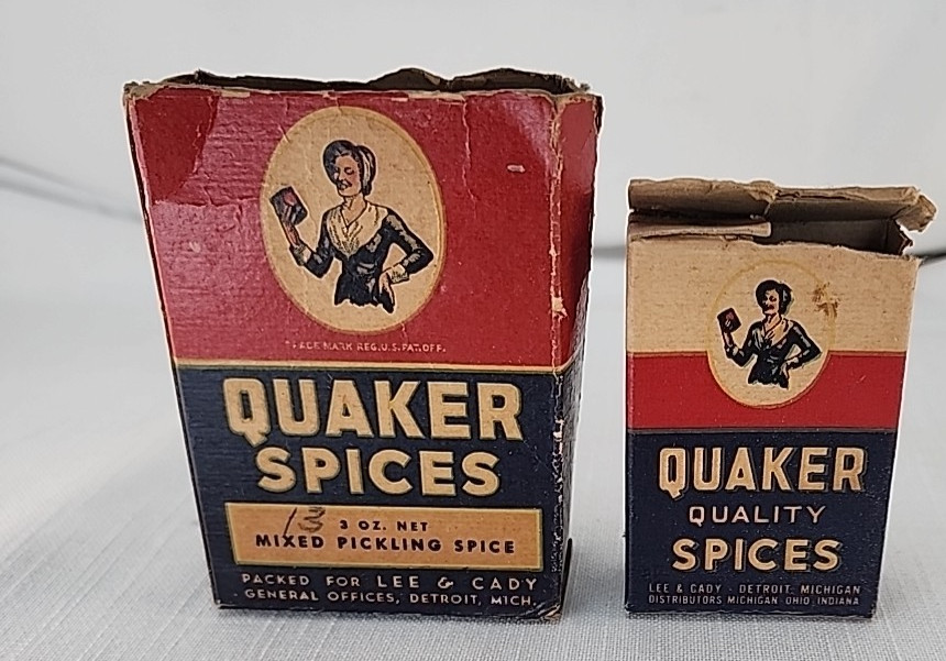 2 Vintage Antique Quaker Spices Box