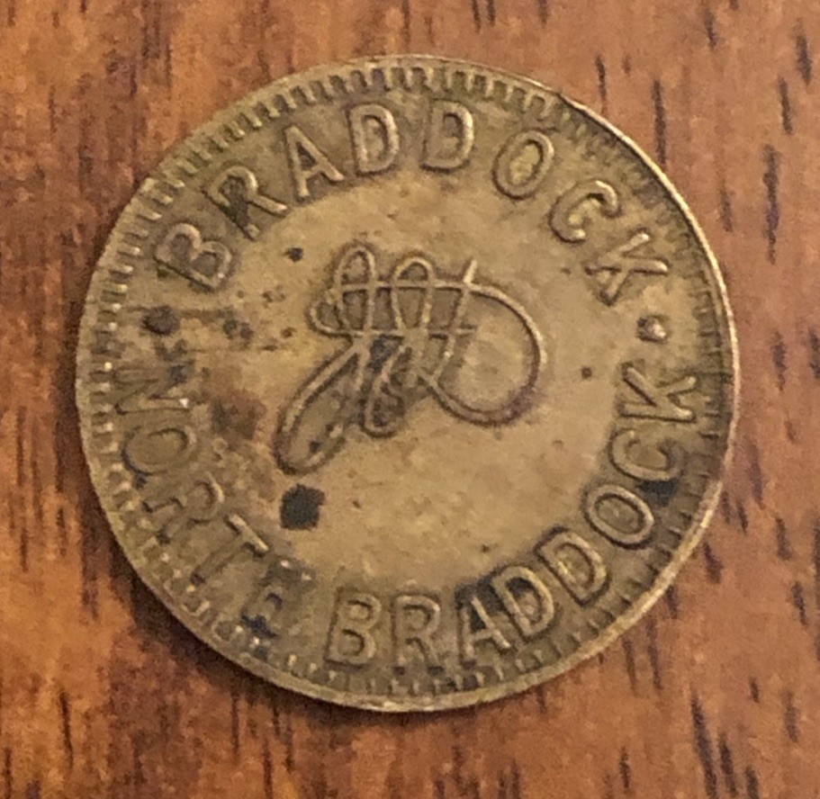 Braddock Pennsylvania North Braddock Fare Token (A1)