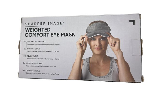 Sharper Image Weighted Comfort Eye Mask Grey Gray Hot Cold Insert Light Blocking