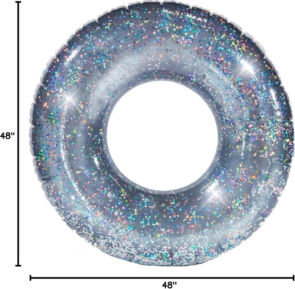 PoolCandy Jumbo Pool Tube, 48", Silver Glitter