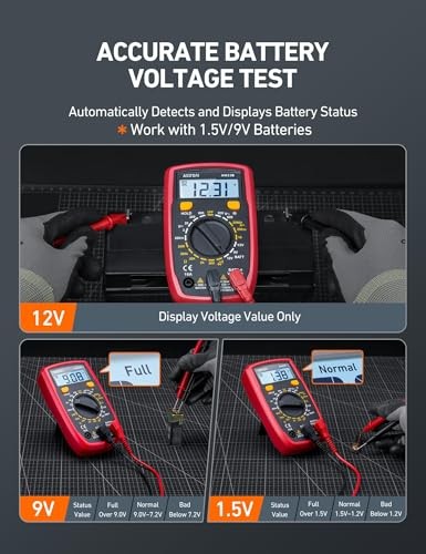 Digital Multimeter Tester 2000 Counts with DC AC Voltmeter and Ohm Volt Black