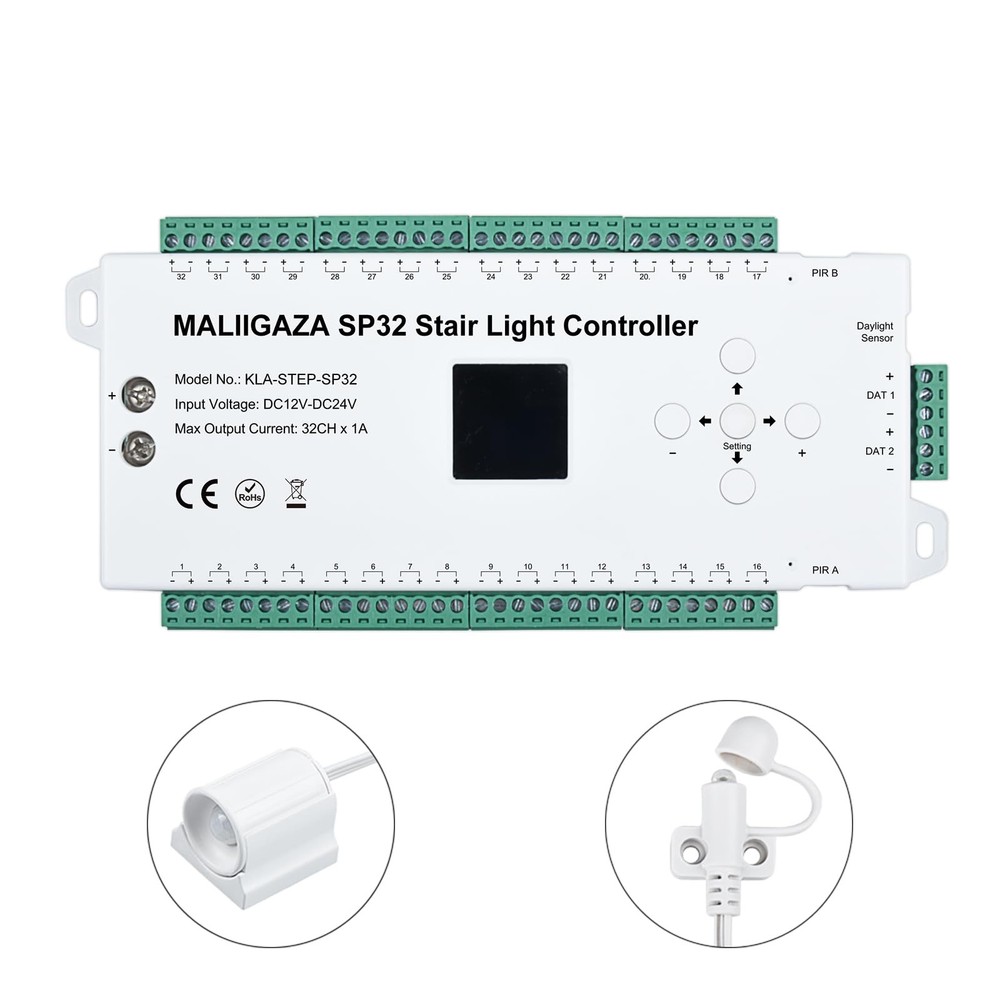 Motion Sensor LED Stair Controller, 32 Channel PIR Dynamic...