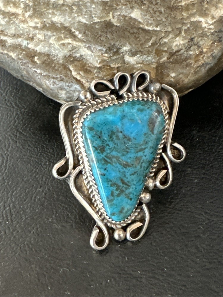 Blue Turquoise Navajo Sterling Silver Ring Size 7 19781