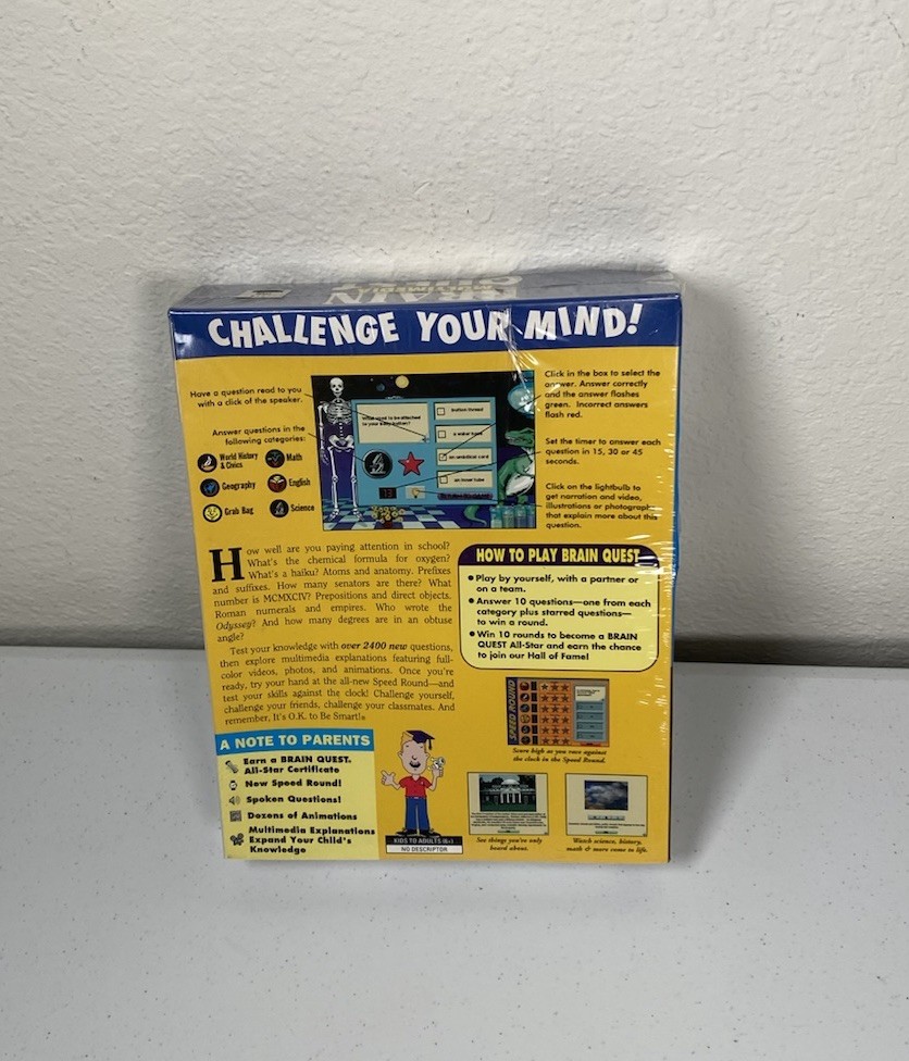 NEW Brain Quest 2 CD Set Grades 5&6 CD-Rom Over Achiever Pack Computer Game
