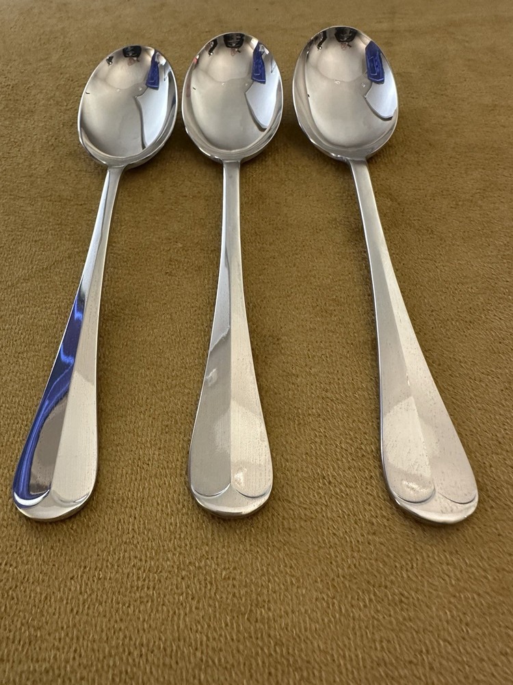 (3) SERVING SPOONS Sheffield England BS 5577 ridge/glossy 18-10 Stainless