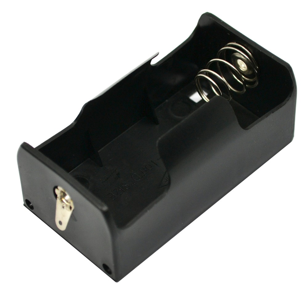 Single Cell 'D' Sized Battery Holder, Curved Sides, Premium Plastic - Eisco Labs
