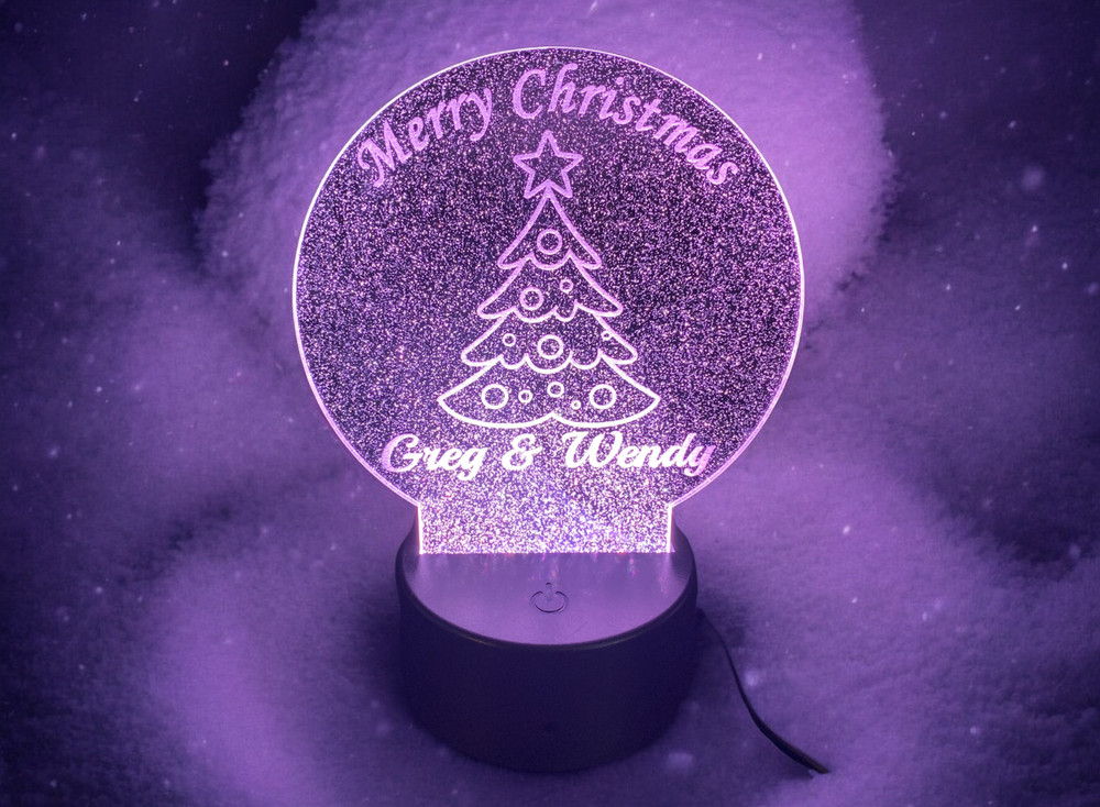 Christmas LED Light - Custom Snow Effect Glitter Acrylic