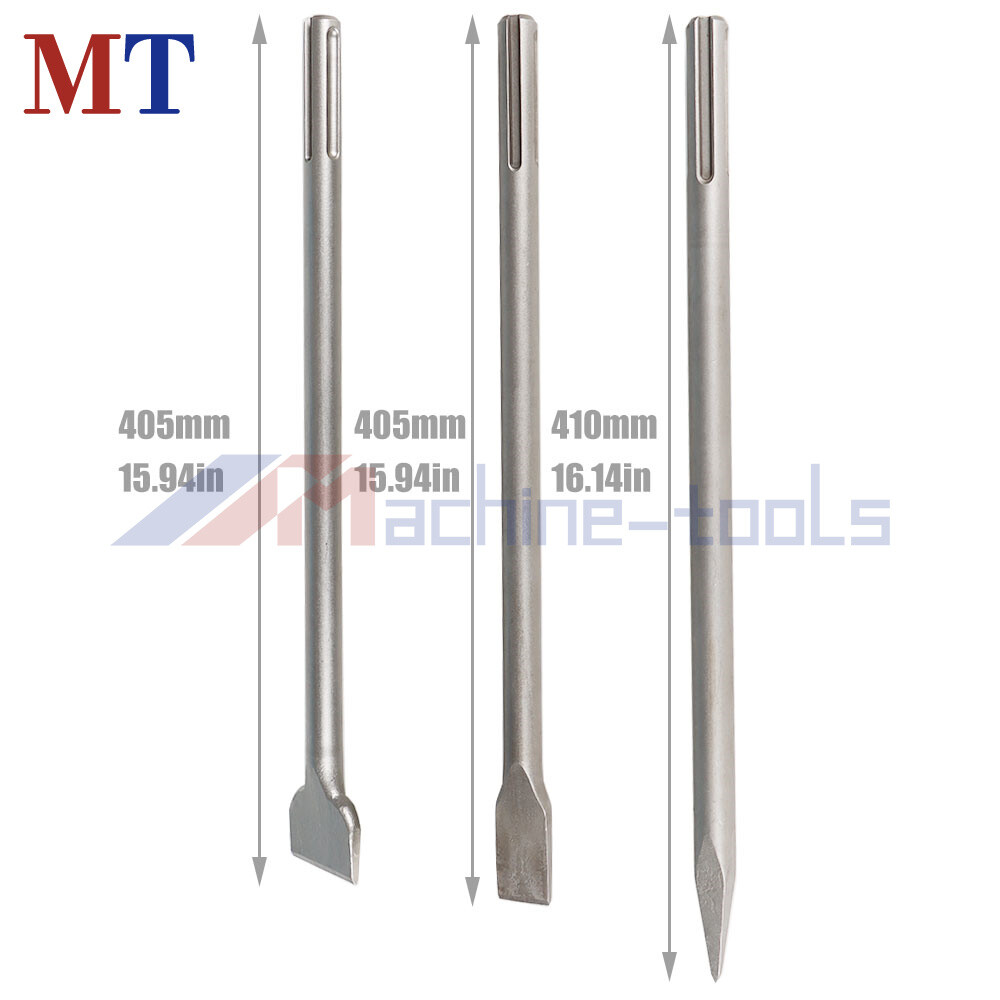 3 Pack 16" SDS Max Bits Set Long-Point Chisel, Scaling Chisel Flat Chisel