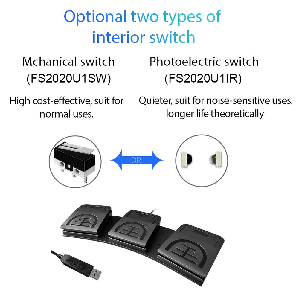 3 Triple ABS Foot control Pedals USB Switch for Game; Education;computer etc.