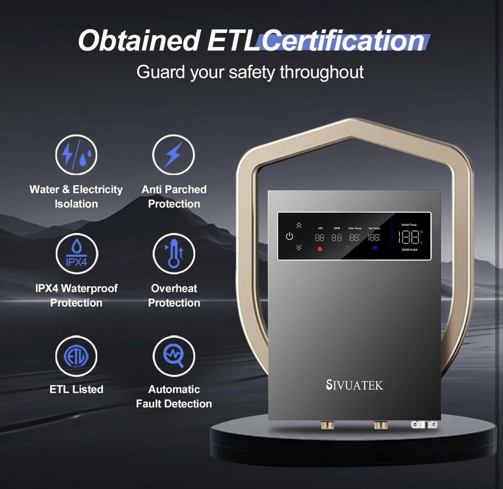 18kW Tankless Water Heater Electric 240V, Instant Hot Water, ETL Certified