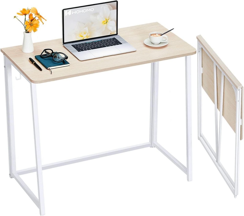Folding Desk Small Foldable Desk 31.5" Small Spaces Space Saving Computer Table