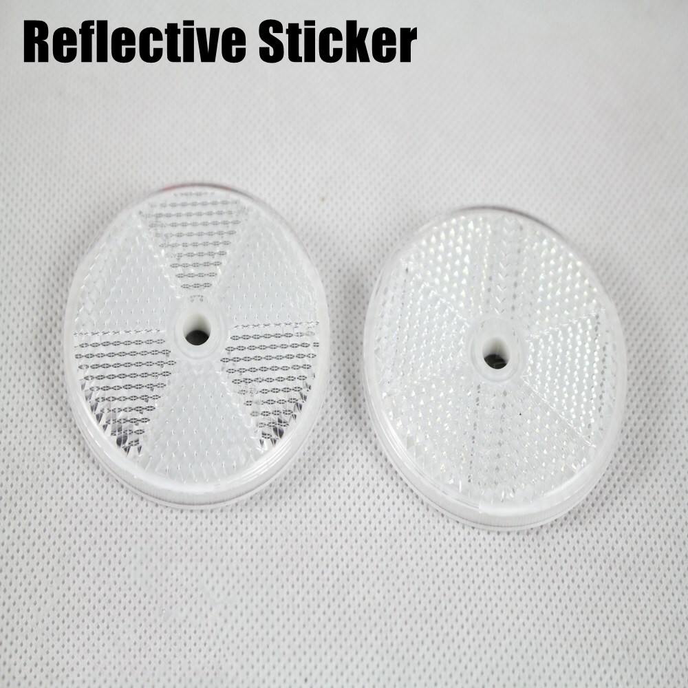 2pcs PMMA Plastic Motorcycle White Reflective Stick-on Warning Stickers ECE/SAE