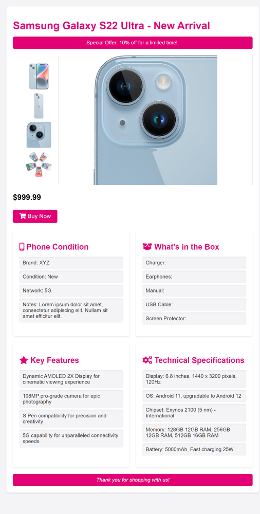 Ebay Professional Custom Listing Template | Cellphone Product Listings