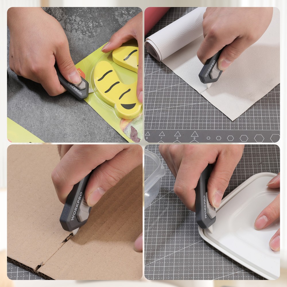 WORKPRO 2PIECE Safe Ceramic Box Cutter Small GRAY with Extra Blades Quick Change