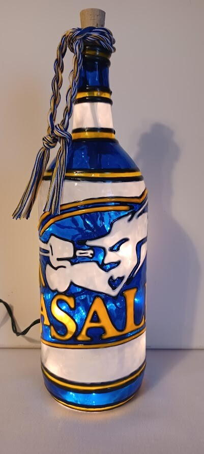 LaSalle University Inspired Lighted Bottle Hand Painted