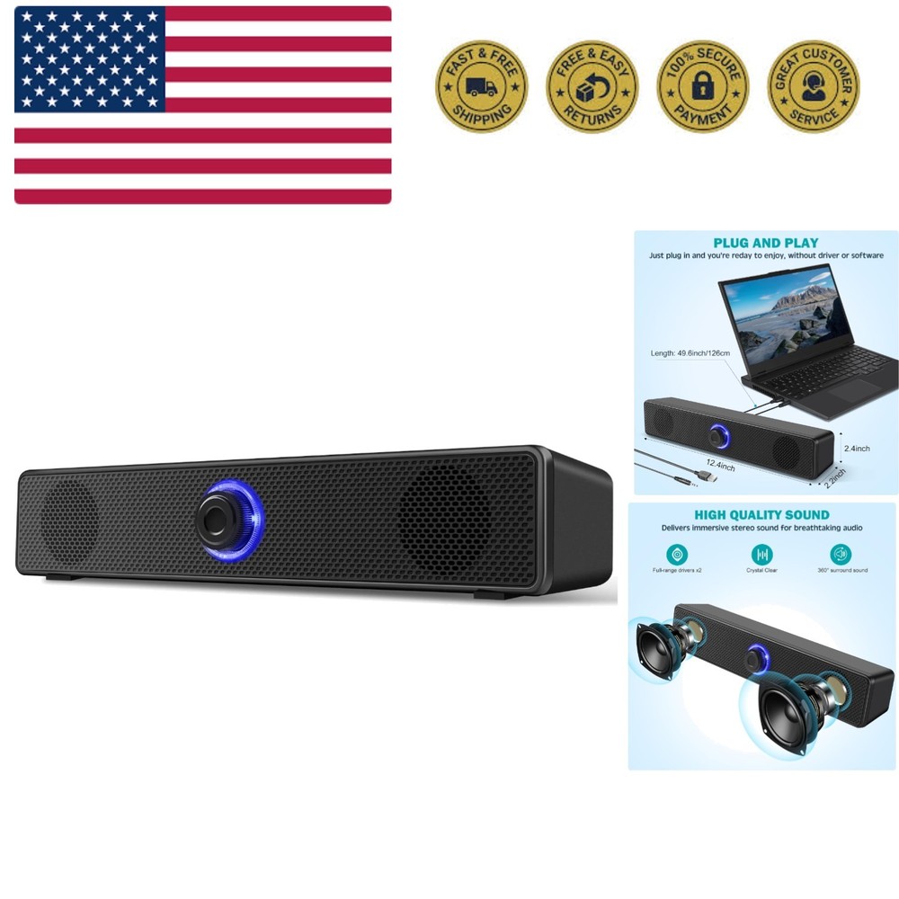Computer Speakers, USB Powered PC Speakers Wired Stereo Desktop Speakers with...