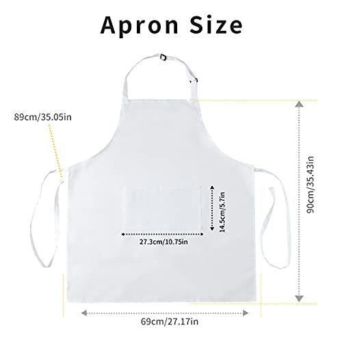 Pack Adjustable Bib Apron, Waterdrop Resistant Aprons with 2 Polyester-white
