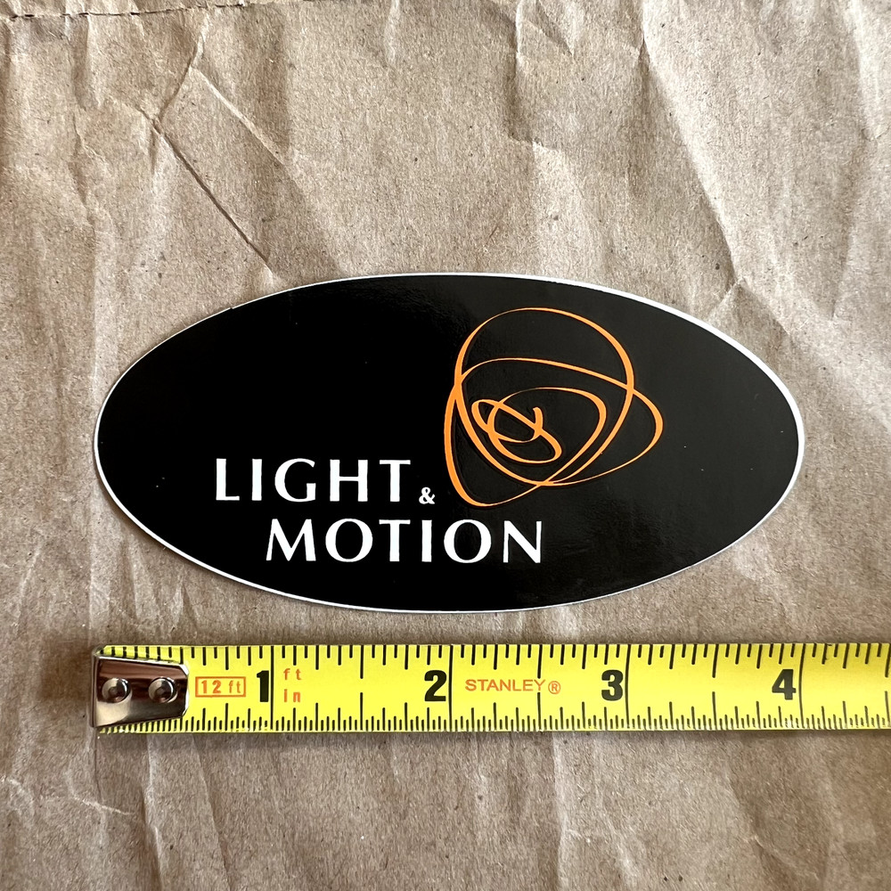 Light & Motion sticker decal, 4" x 2", NEW