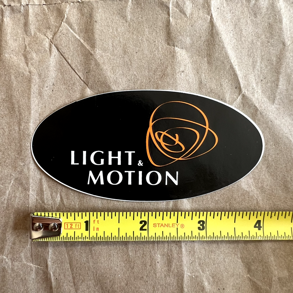 Light & Motion sticker decal, 4" x 2", NEW