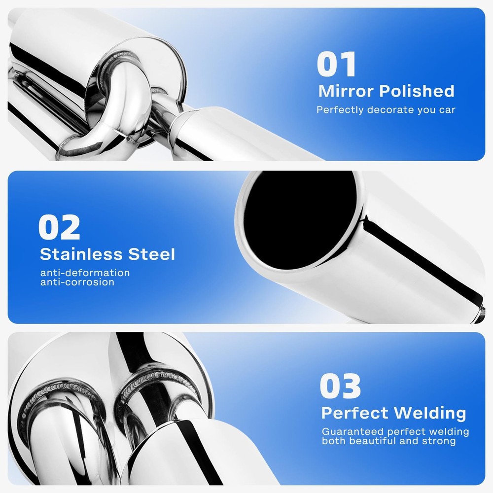 For Mitsubishi Eclipse 2.5'' Twin Loop Exhaust Muffler Tail Pipe Tip Resonator