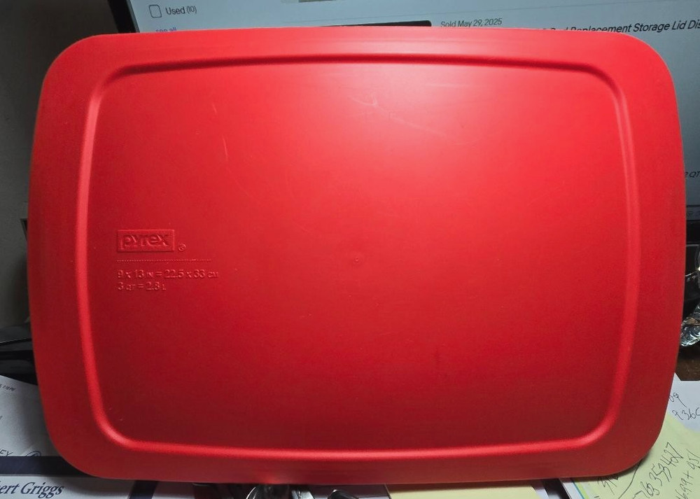 Pyrex C-233-PC - 3 Quart Red Easy Grab - Plastic Replacement Lid - Free Ship