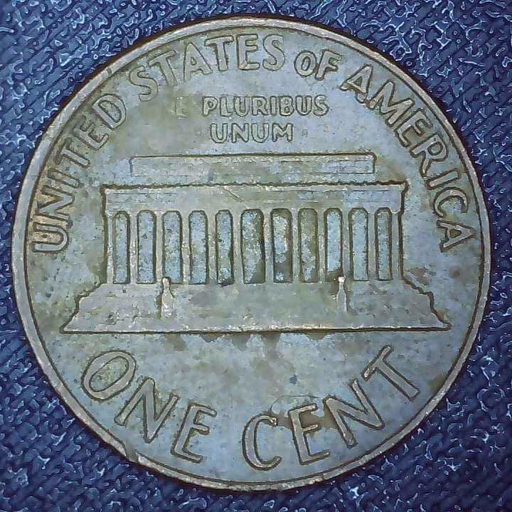 1969 D Lincoln Penny error floating roof, missing FG