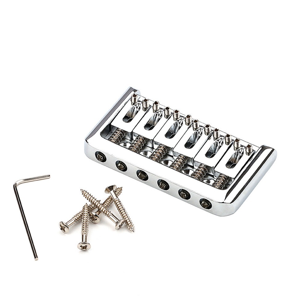 6 String Fixed Hardtail Bridge for Strat Tele Electric Guitar Replacement Chrome