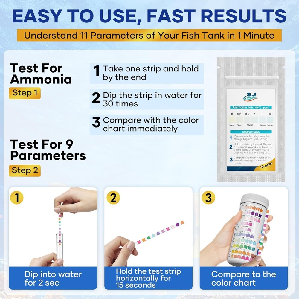 Comprehensive Fish Tank Water Testing Kit - 950 Tests with Ebook & Thermometer